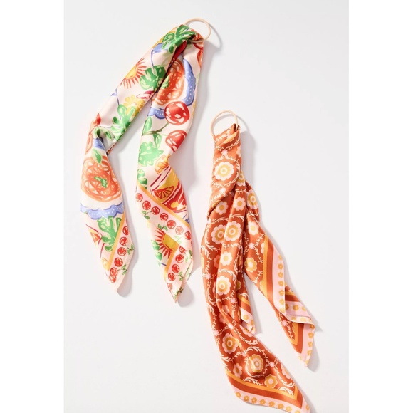ANTHROPOLOGIE Summer Fruits Printed Hair Scarves, Set of 2 - NWT ($38 Retail) - Picture 1 of 3